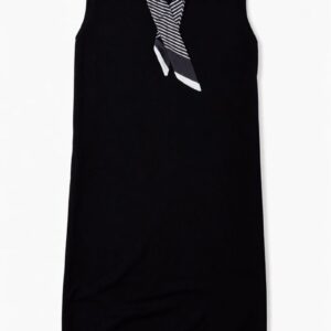 Sukienka dzianinowa bez rękawów z apaszką – czarna