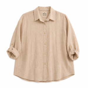 Koszula lniana oversize beżowa – 100% len