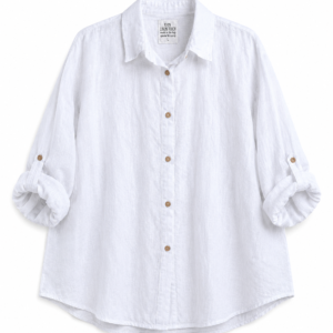Biała koszula lniana oversize – 100% len