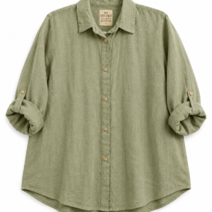 Koszula lniana oversize khaki – 100% len