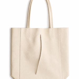 Torebka damska shopper ze skóry – kremowa