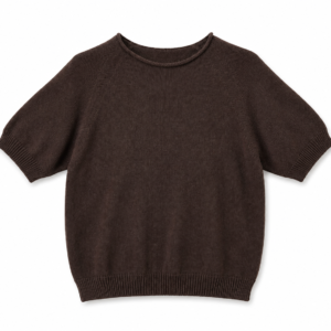 Sweter dzianinowy czekoladowy – krótki rękaw