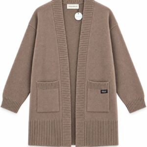 Kardigan damski taupe z kieszeniami