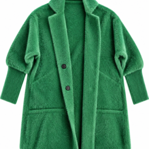 Płaszcz damski Teddy Premium – butelkowa zieleń, oversize, miękki, ciepły