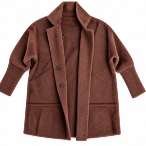 Płaszcz damski Teddy czekoladowy oversize z kieszeniami